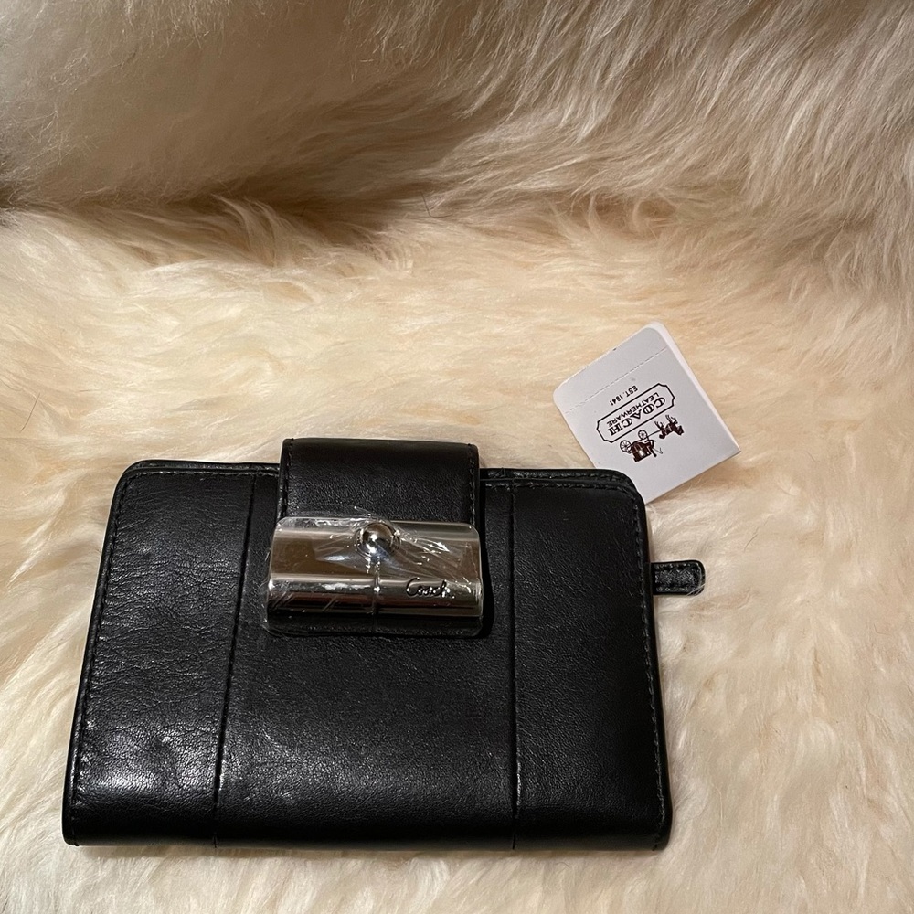 Black leather Coach wallet NWT